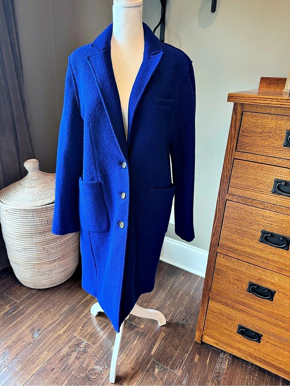 J.Crew Italian Boiled Wool Coat Blue Pea Coat